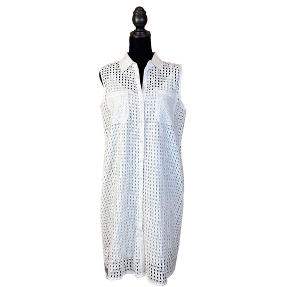 REED Women’s Novelty Shirt Dress White Eyelet Limited Edition Size-M NWT - Picture 3 of 13